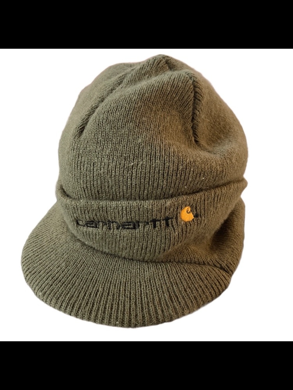 Carhartt Beanie Mens OS Army Green Visor Brim Bill USA Made A164 Rare Snow Skate
